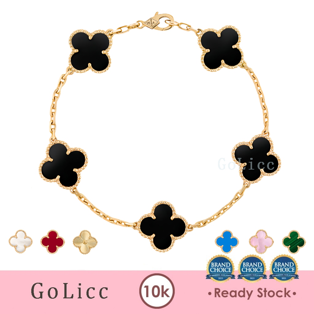 Gelang Emas Black And Merah Muda Clover Gold 17K GoLicc