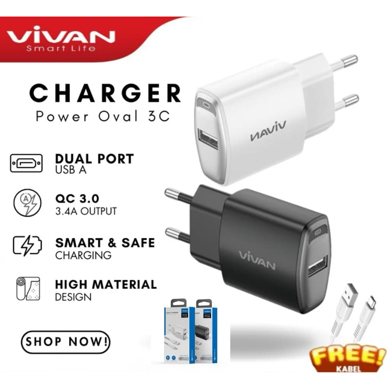 Charger Type-C Vivan Power Oval 3C 3,4A