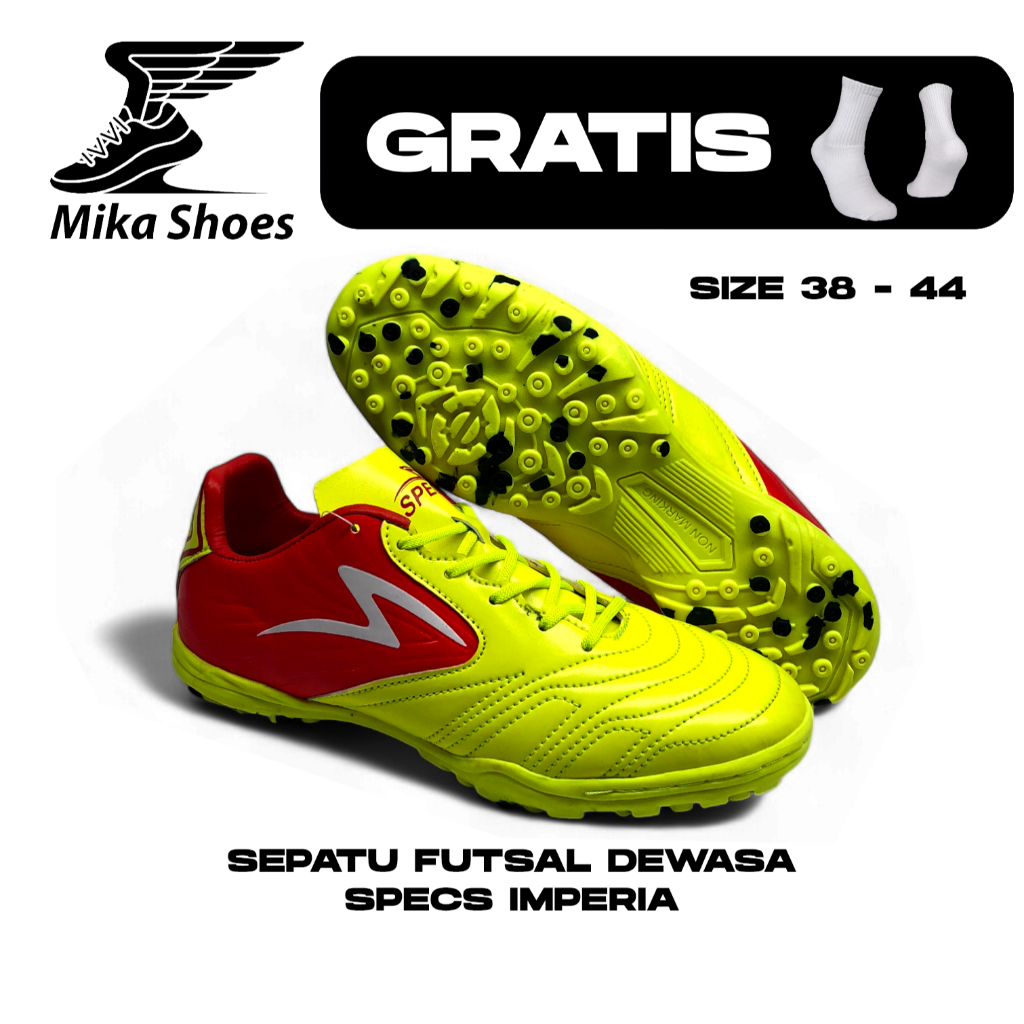 Sepatu Futsal Dewasa Specs Imperia Stabilo Merah Sepatu Futsal Pria Wanita Sepatu Bola Soccer Model 
