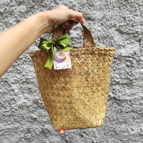 Tas Hampers Idul FItri / Tas Hampers Lebaran / Tas Hampers Aesthectic Handmade / Tas Anyaman Purun /