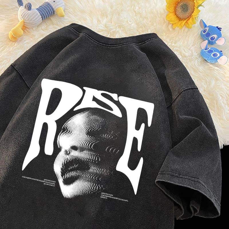 Desain wajah huruf Retro RISE Kaos Pria Premium Tebal |Kaos Oversize Pria|Kaos Import baju t shirt p