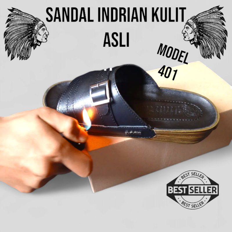SANDAL INDRIAN PRIA ORIGINAL KULIT ASLI KUALITAS PREMIUM MODEL /401/437/BLACK/SANDAL INDIAN KULIT AS
