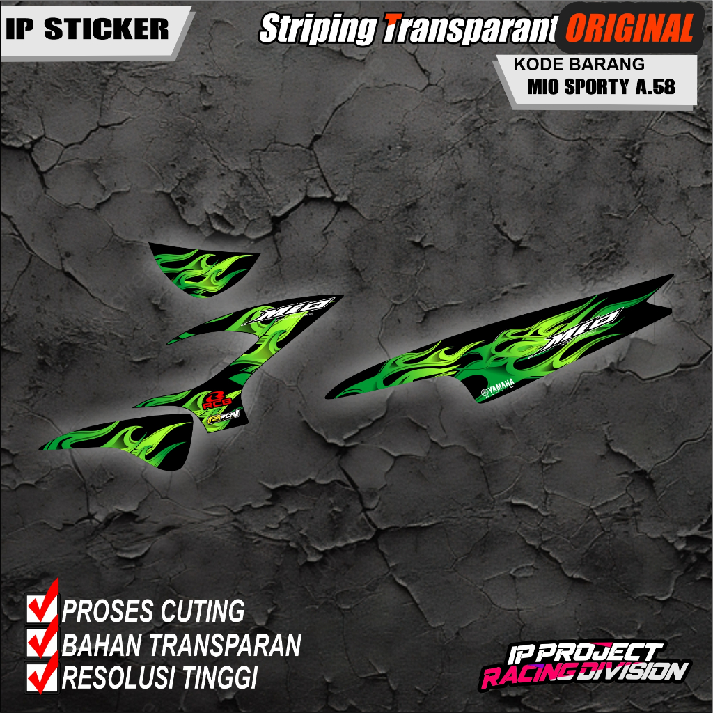 (COD) STIKER STRIPING ORIGINAL MOTOR YAMAHA MIO SPORTY TAHUN 2011 DESAIN HOLOGRAM TRANSPARAN