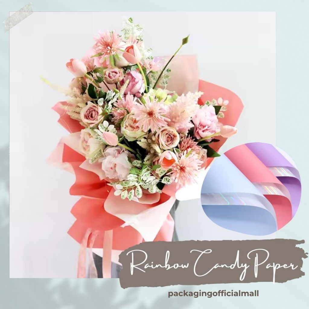 

RAINBOW CANDY PAPER CELLOPHANE / FLORIST PAPER / KERTAS BUKET BUNGA / WRAPPING WRAPPER