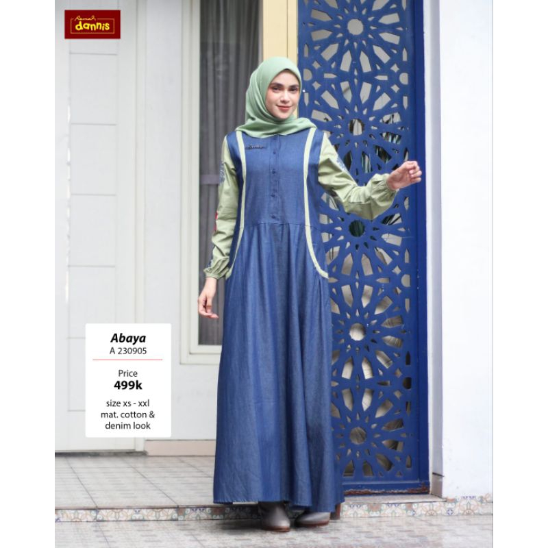 abaya jins hijau dannis