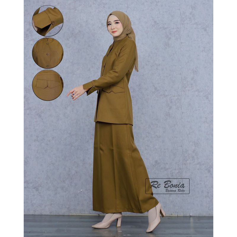 Seragam RE BONIA Setelan Baju Kerja Pemda Sedang Rok A , Seragam ASN,PNS,GURU, Baju Dinas Pemda Seda