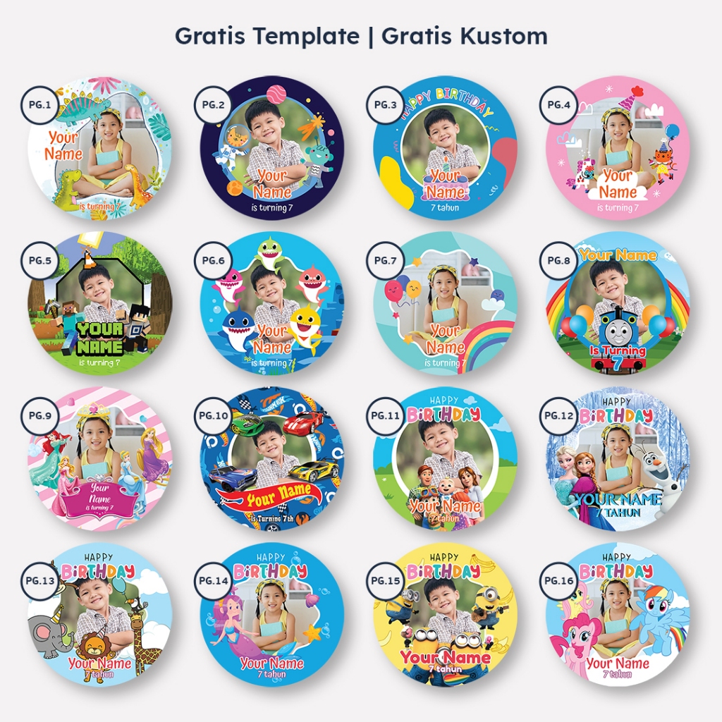 Custom Cetak Stiker Label Ulang Tahun Anak