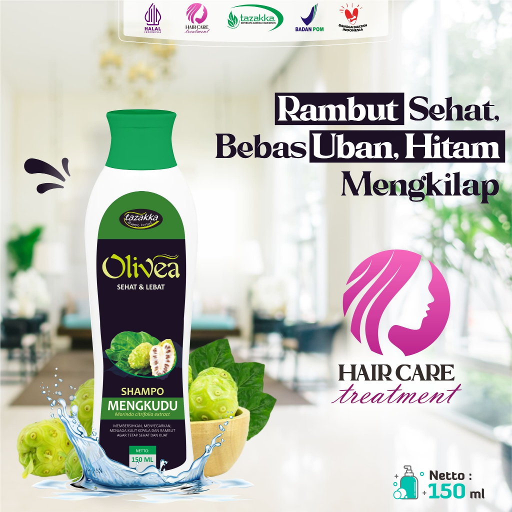 Shampoo Herbal Alami Terbaik OLIVEA Mengkudu Penghitam dan Rambut Mengkilap Tazakka Original