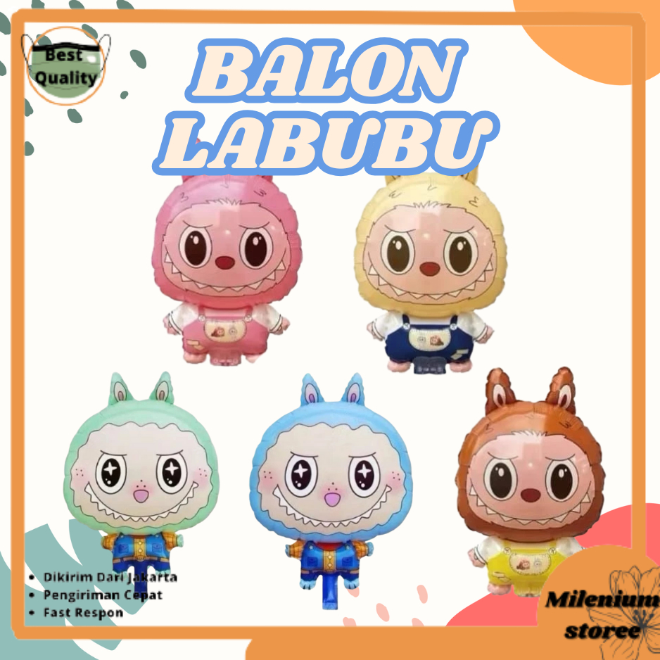 ML Mainan Balon Karakter Labubu Balon Jumbo Gas Foil Karakter