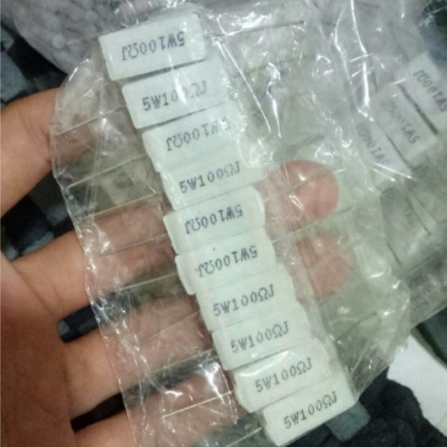 [10 Pcs] RESISTOR KAPUR 5 WATT 100 OHM / Resistor Kapur 100ohm 5w / Resistor 5watt 100 Ohm bisa baya