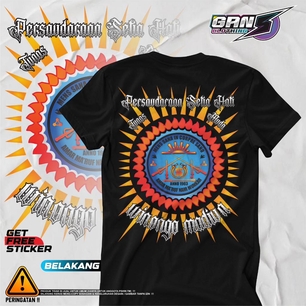 Kaos PSHW "PAKEM PSHW" - Setia Hati WINONGO/Lambang pakem/SH Winongo/PSHW/1903