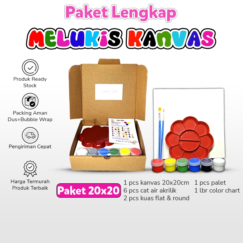 

Kualitas Premium Alat Lukis Lengkap 1 Paket Kanvas Cat Air Akrilik Kuas Palet