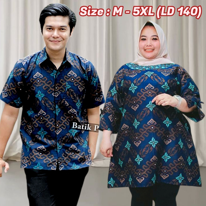 Baju Batik Tunik Couple Jumbo Ld 140 Halus Motif Terbaru