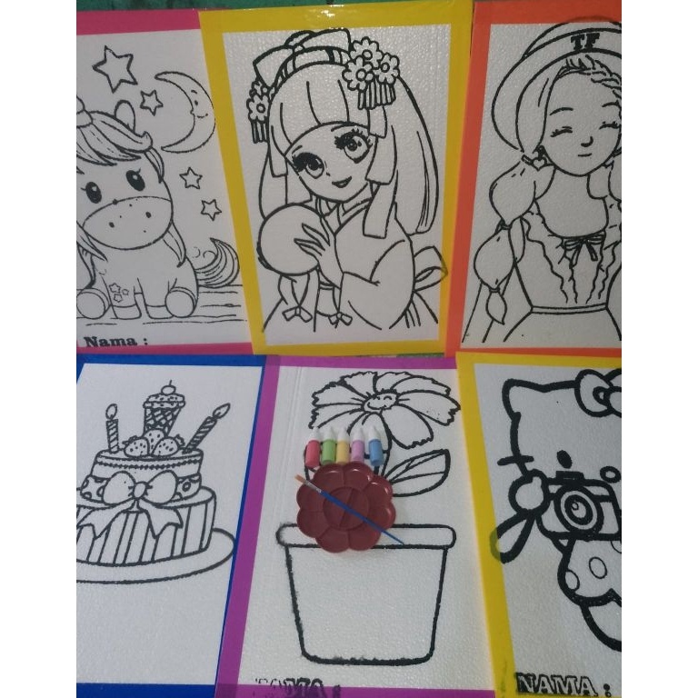 

Potongan Harga paket 6 pics cat 5 warna palet cat kuas lukis sterofoam double