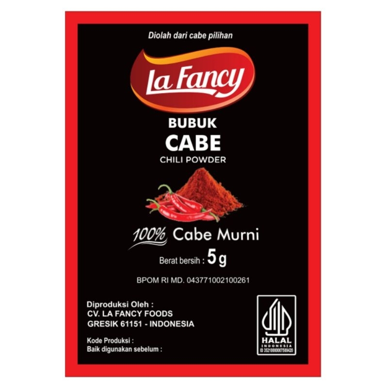 

La Fancy Foods Cabe Bubuk 100% Murni 5gr