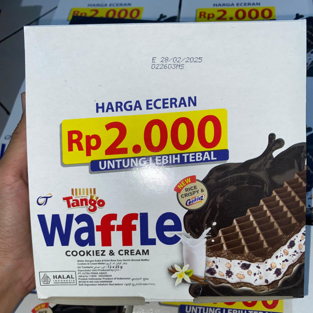 

TANGO WAFFLE COOKIEZ CREAM AREN LATTE (1 BOX ISI 12) 25 GRAM