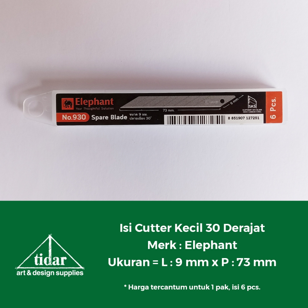 

Elephant Spare Blade 930 - Refill / Refil / Isi Cutter 30 Derajat - Mata Pisau