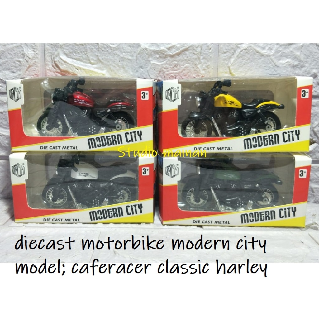 mainan diecast toys motor harley diecast motor cafe racer aloy metal sepeda motor classic motor cros