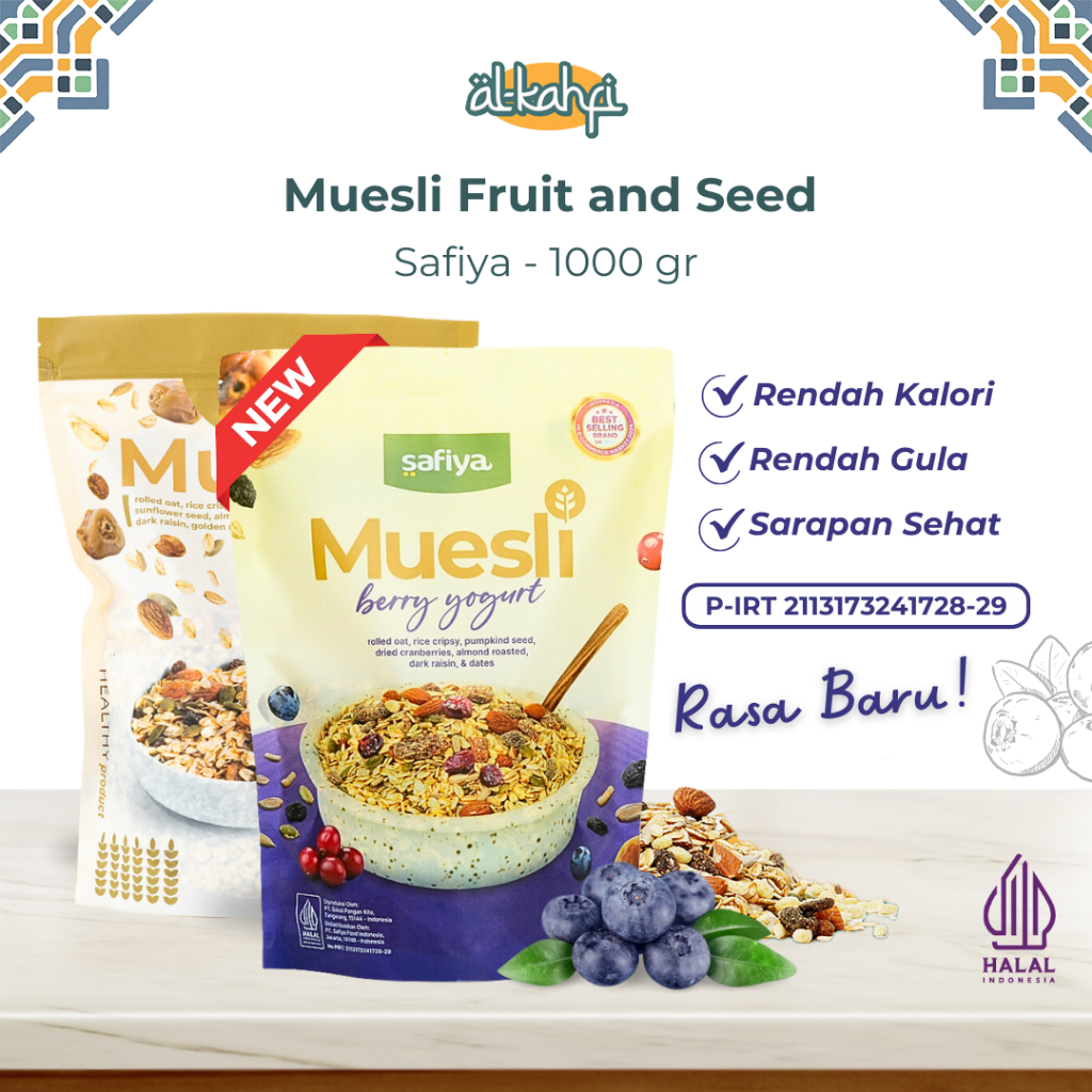 

Muesli Safiya 1 Kg Oatmeal With Almond Dried Fruit Sereal Diet Sarapan Sehat Premium