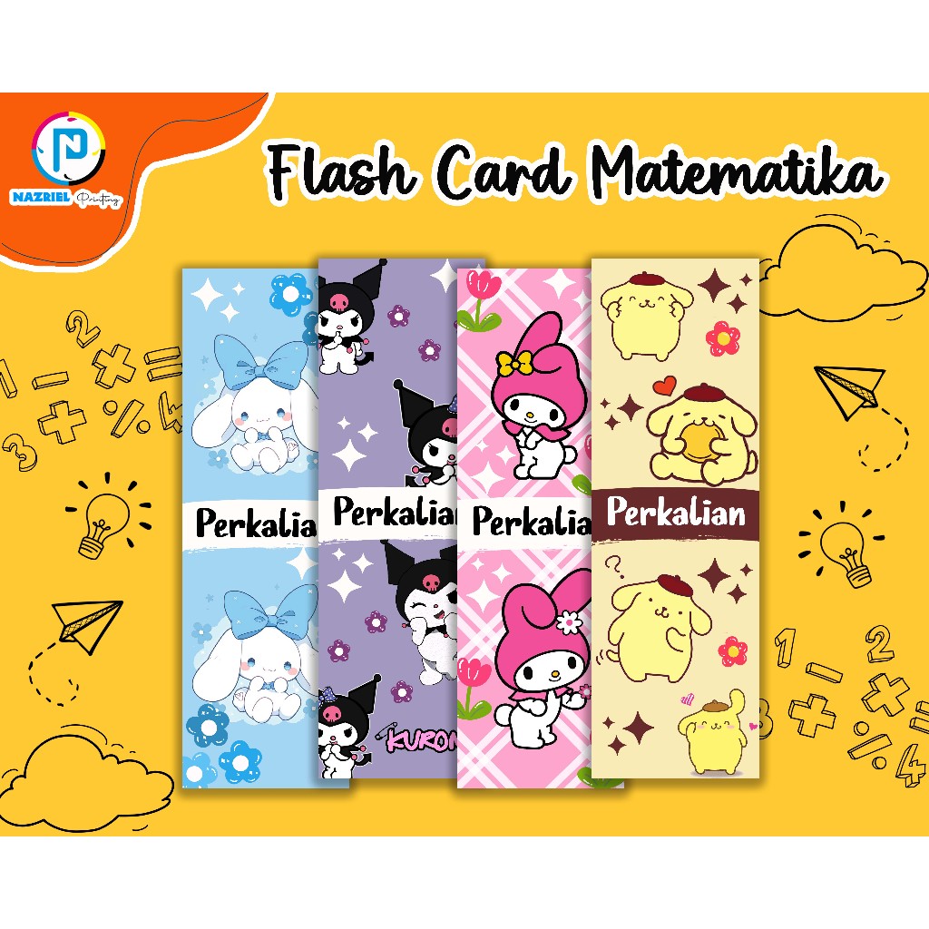 

Flash Card Matematika Kartu Matematika Perkalian Pengurangan Penjumlahan Pembagian Karakter Kuromi My Melodi Pompompurin Cinnamoroll