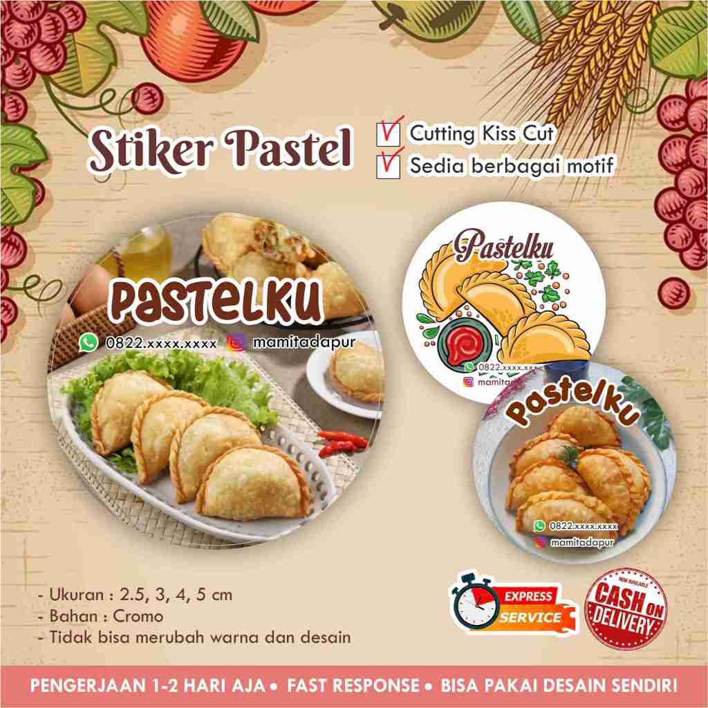 

Stiker Pastel / Cireng cromo bulat / Label kemasan makanan minuman / promosi