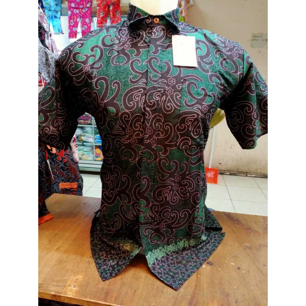SERAGAM BATIK HIJAU KEMEJA BATIK PRIA OVERSIZE BATIK JUMBO HIJAU BATIK PRIA LD 140 LD 150 LD 160 (Pr