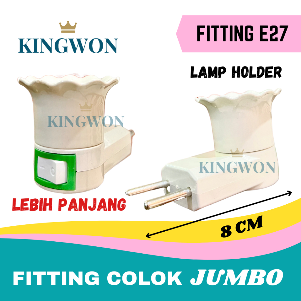 FITTING LAMPU COLOK ON OFF + SAKLAR E27 LAMP HOLDER SWITCH FITTING COLOK FITTING LAMPU TIDUR JUMBO