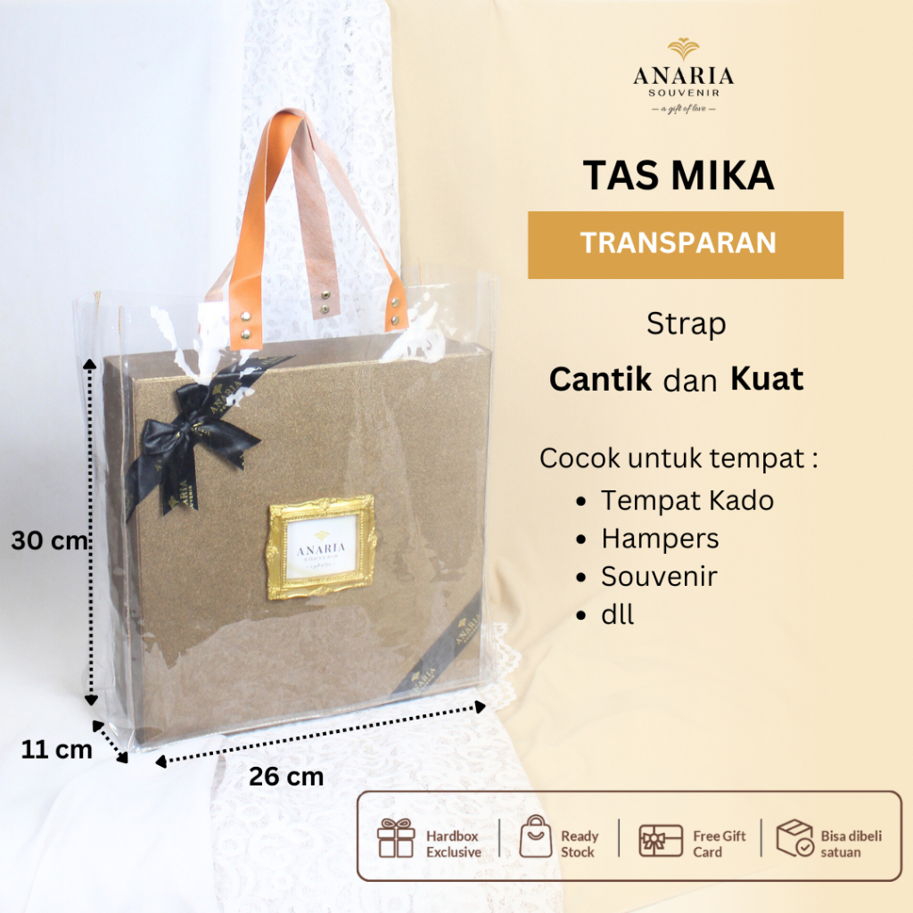 

Tas Packaging Souvenir Tas Mika/Goodie Bag Tas Sovenir Tas Transparan Ukuran 26x11x30 Untuk Hampers/Kado