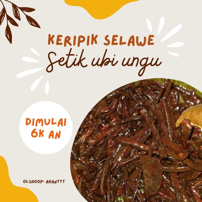 

KERIPIK SELAWE. Setik ubi ungu coklat lumer/kemasan 60gram