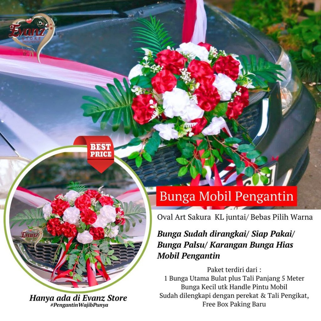 Judul Bunga Mobil Pengantin 3PAKIS KL / Karangan Bunga Mobil Pernikahan/ Bouquet wedding / Bunga Hia