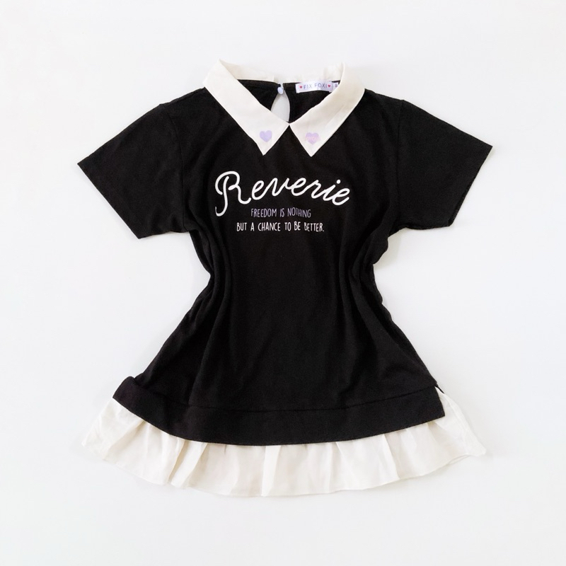 (pesanan zahra_njah) Sophie Short Sleeve Layered Blouse with Pointed Collar Atasan Kaos Berkerah Len