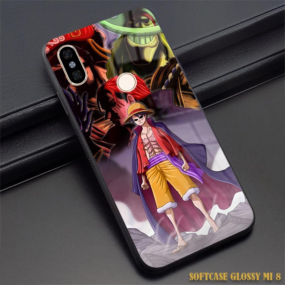 CUSTOM CASE Glossy ALL TYPE Xiaomi Mi 8 LITE - XIAOMI MI 8 FR31 Anime One Piece Luffy DESIGN PREMIUM