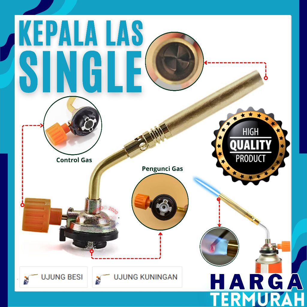 KEPALA LAS SINGLE | GAS LASS TORCH ALAT BAKAR MAKANAN / DAGING TABUNG KECIL | ALAT LAS SINGLE