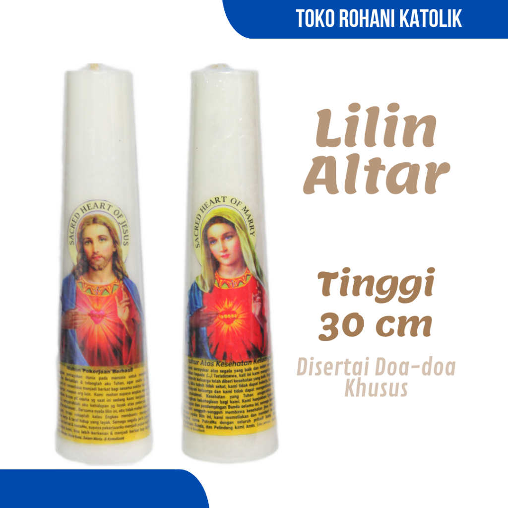 LILIN DOA KATOLIK 30 CM / LILIN ALTAR / LILIN DOA BESAR / LILIN BERGAMBAR