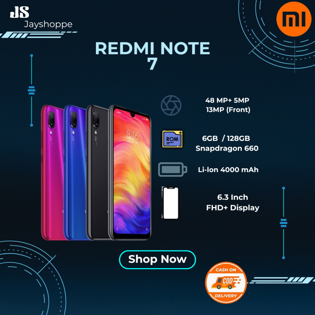 SMARTPHONE XIAOMI REDMI Note 7/pro 6/128GB, 4000mAh Garansi Toko 1 TAHUN