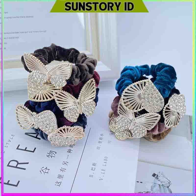 IKAT RAMBUT SCRUNCHIE BLUDRU CRISTAL MOTIF / IKAT RAMBUT KOREA / SCRUNCHIE BELUDRU / KUNCIRAN BLUDRU