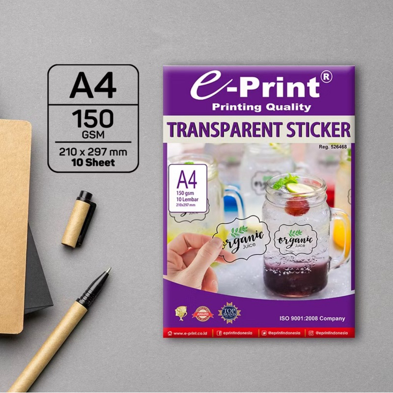 

E-Print Sticker Transparan A4 150 Gsm 10 Sheets RB9
