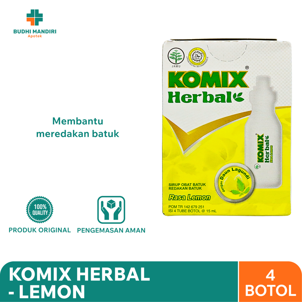 

Komix Herbal Lemon 15ml (4 Botol) - Herbal yang Membantu Meredakan Batuk