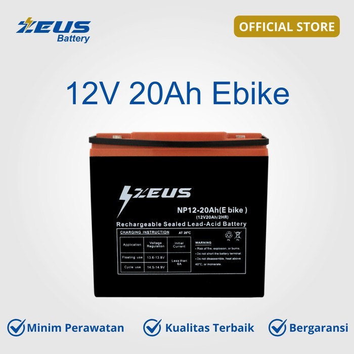 Aki Kering Sepeda Listrik 12v 20ah E-BIKE 12 v 20 ah E-BIKE VRLA Zeus Baterai Kering MF