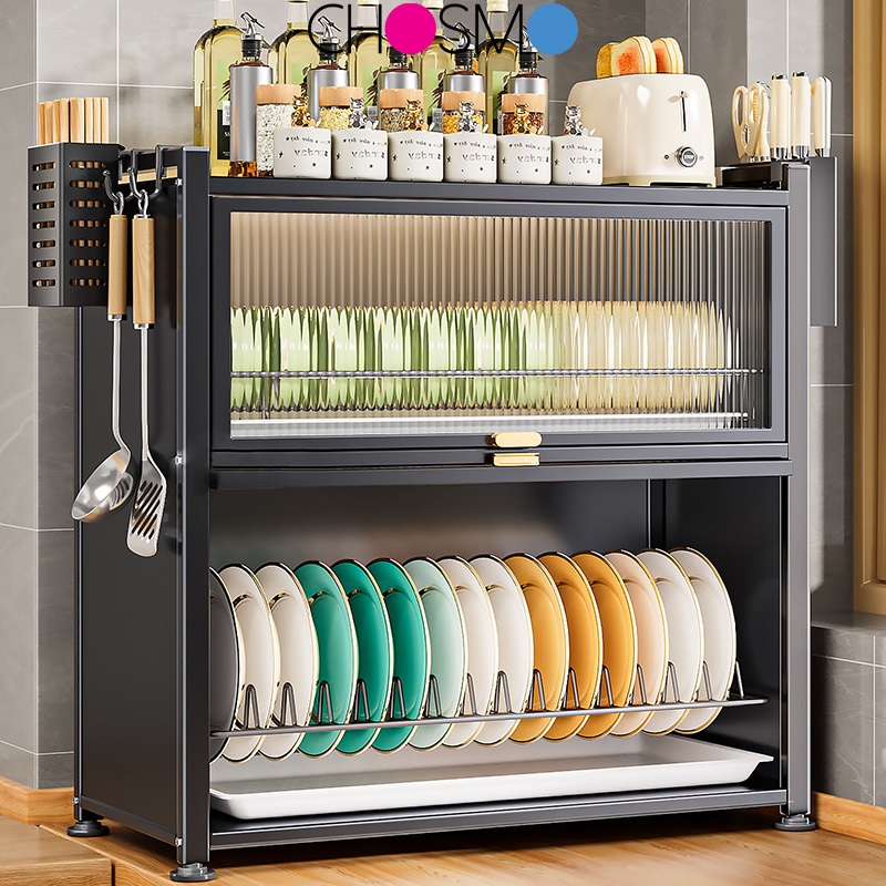 TERLARIS Rak Piring Tertutup Rak Cuci Piring Stainless Pengering Piring Stenlis Dapur Dish Rack