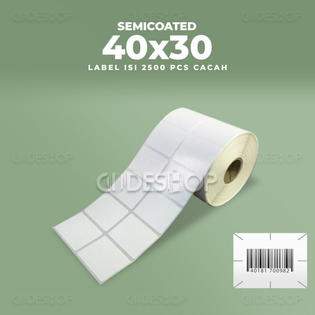 

Kertas Sticker 40x30mm Cacah Label Semicoated 40x30 2 Line 40 x 30 mm 2500 Pcs