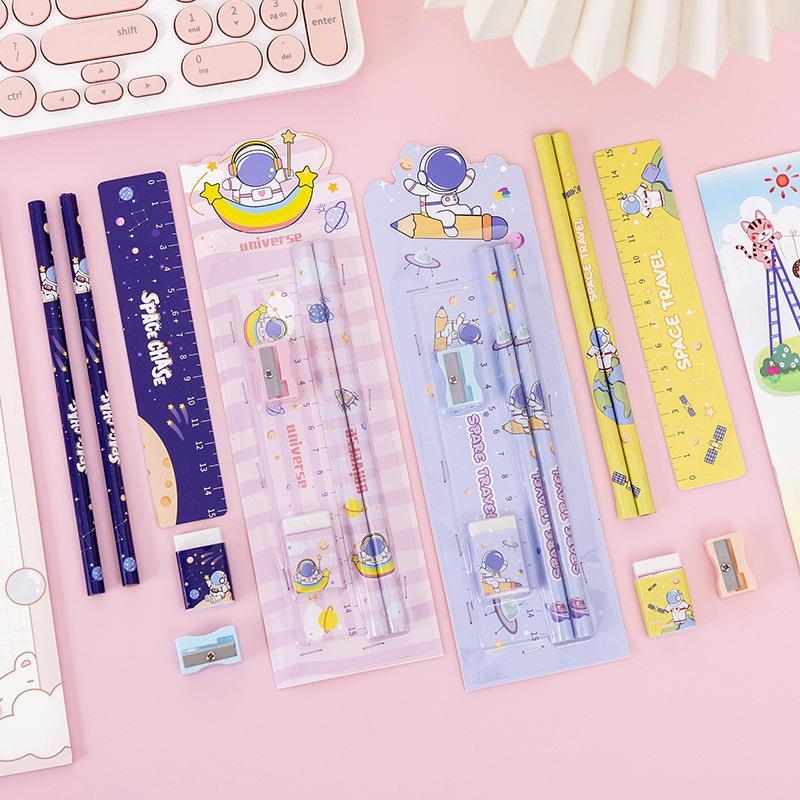

5 In 1 Set Alat Tulis Kreatif Hadiah Siswa Set Lima Barang Perlengkapan Sekolah Promo Hadiah Belajar