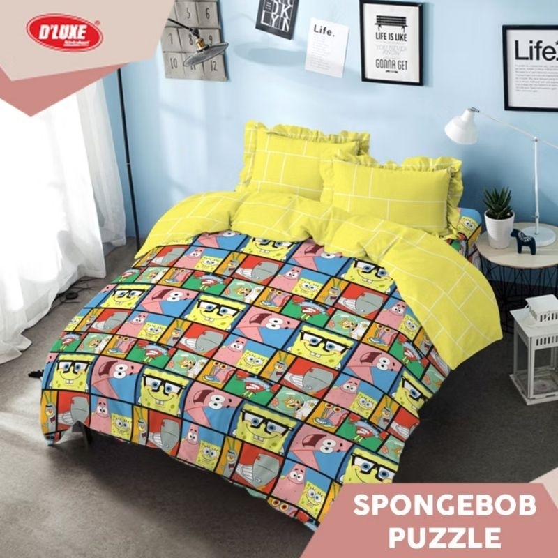 BEDCOVER KINTAKUN UKURAN 140 160 180 200 MOTIF SPONGEBOB PUZZLE