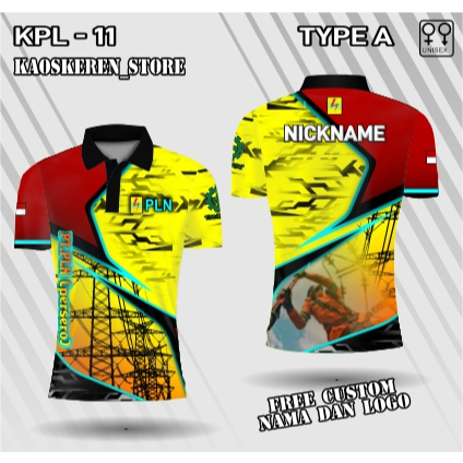 jersey dinas pln kerah polo kaos dinas pln baju dinas pln unisex free custom nama logo