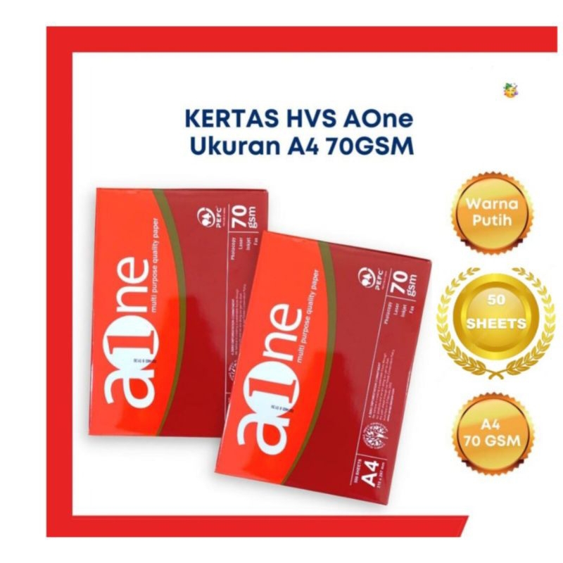 

Kertas HVS A4 AONE 70 gr Capcity (50 Lembar) Kertas Hvs A4 Kertas Fotocopy 50 Sheets - Aone Kertas hvs A4 70gsm