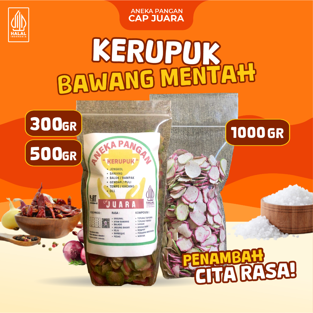 

Kerupuk Bawang Mentah Renyah Gurih Penambah Cita Rasa Makanan Snack Tradisional Tanpa Pengawet
