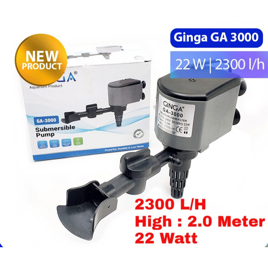 GINGA GA 3000 POWER HEAD Mesin Pompa Celup Filter Aquarium Aquascape Air Terjun Kolam Ikan Gelembung