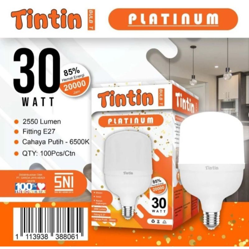 LAMPU LED TINTIN 30WATT PUTIH TERANG