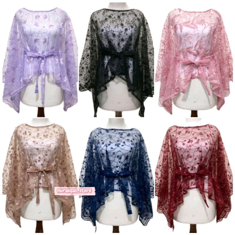 OUTER CAPE TILE TALI PREMIUM BRUKAT KONDANGAN BAJU PESTA KEBAYA MEDAN COD CAPE BATWING RENDA CANTIK
