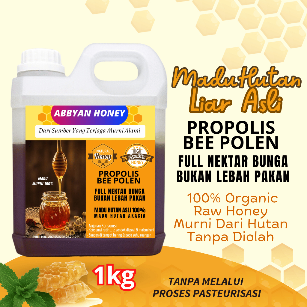 

Abbyan Honey Madu Propolis Murni 100% Hutan Sumatera Raw Honey Perasan Pertama Full Bee Polen 1Kg